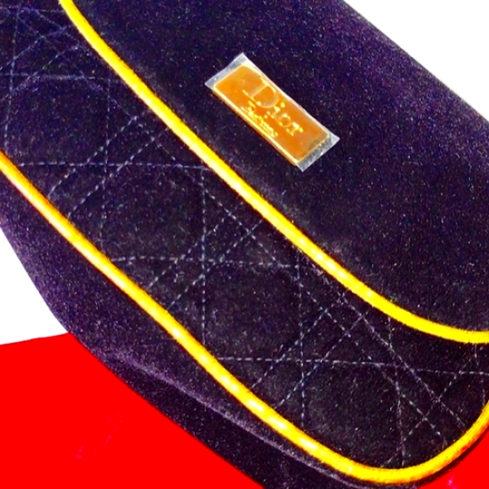 Christian Dior Midnight Black Quilted Gold Piping Clutch NWT - Picture 4 of 9